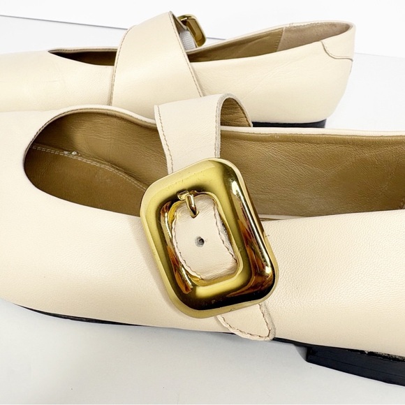 Maeve Buckle Mary Jane Flats Beige Leather Size 40 - Picture 7 of 10